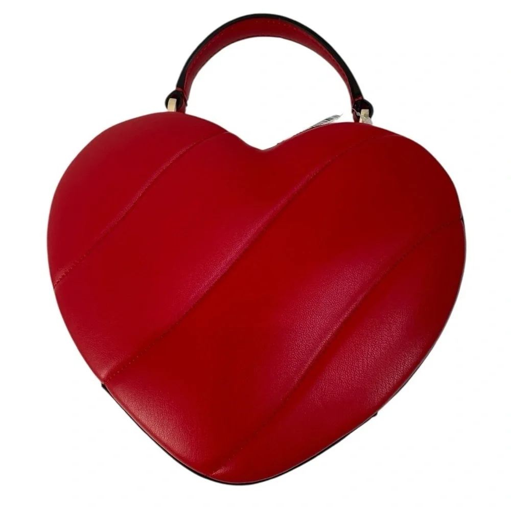 Kate Spade Red Love Shack Quilted 3D Heart Crossbody Bag Leather Purse $399 NWT
